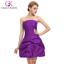 Grace Karin Strapless Purple Homecoming Dresses For Party Backless Taffeta Vestidos Largos Short Homecoming Dresses CL4098-3#